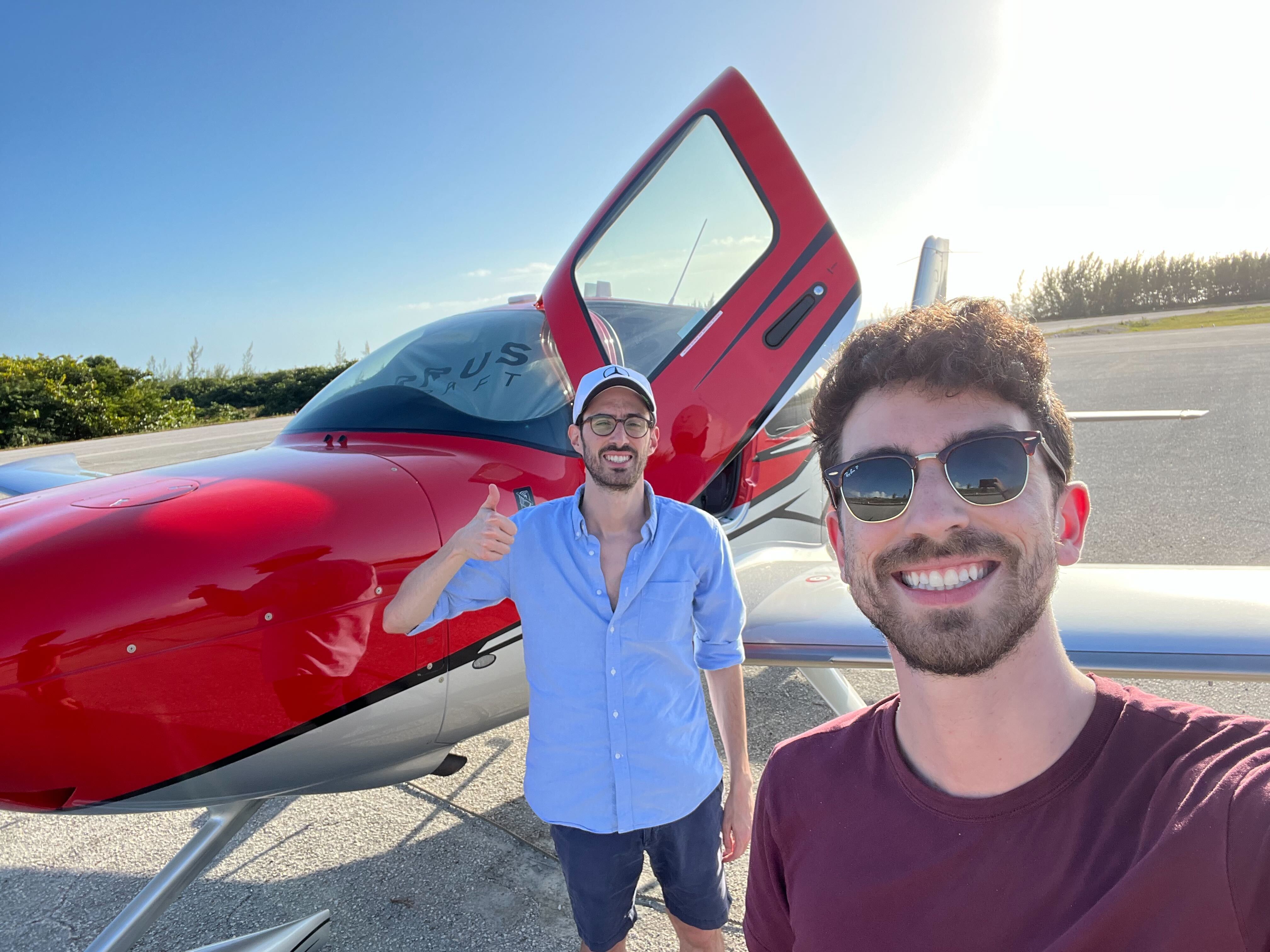 Kyle Libra island hopping in the Bahamas in a small plane with his brother